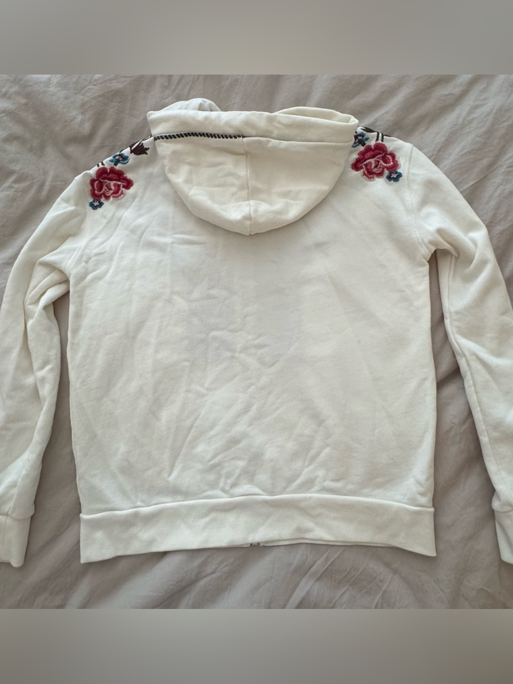 Driftwood Floral Embroidered Full Zip Teddy Hoodie Sweatshirt Women’s Size Small - Picture 6 of 14